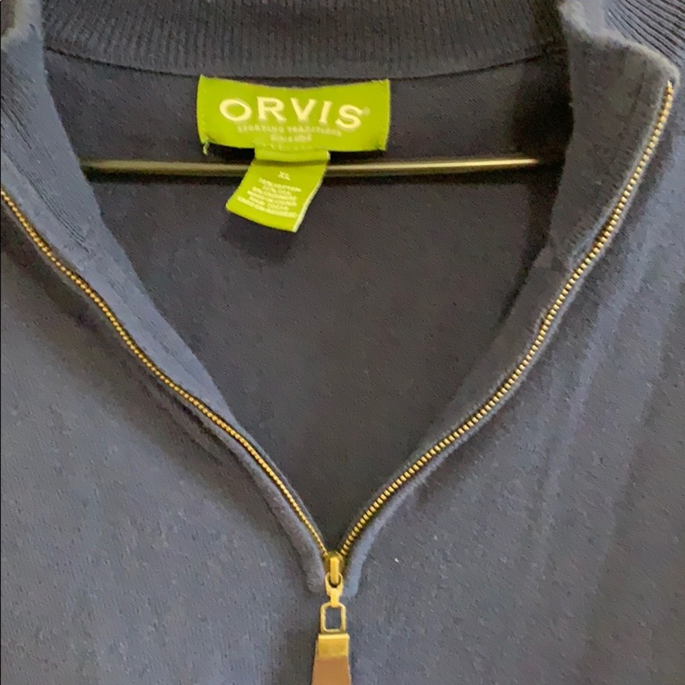 Orvis Quarter Zip sweater. Navy blue. XL - Picture 2 of 3